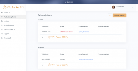 new personal plan overview in my.vpntracker