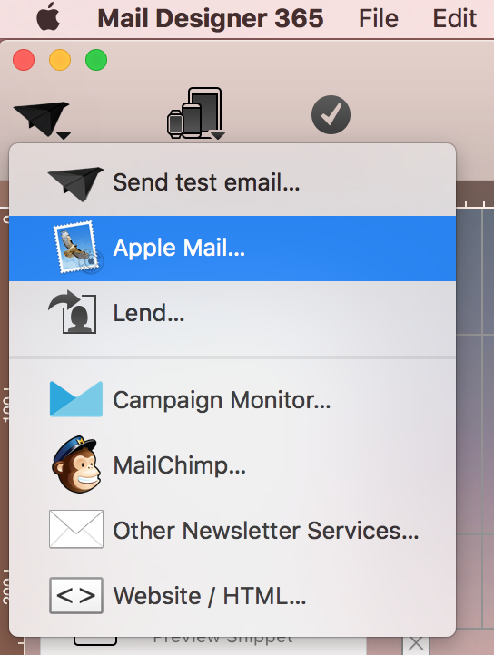 Apple Mail Vorlage aus Mail Designer 365 exportieren