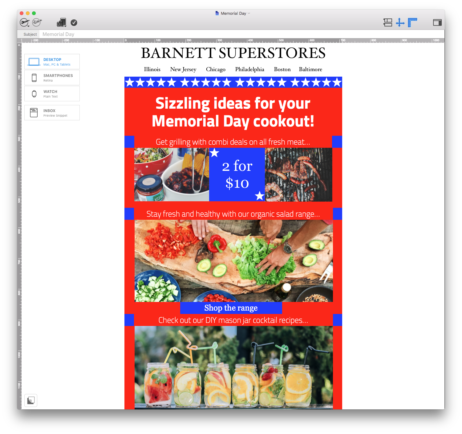 Memorial Day email campaign design example