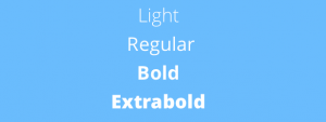 Text sample showing Open Sans in different email font weights: Light, Regular, Bold, and Extrabold on a blue background.