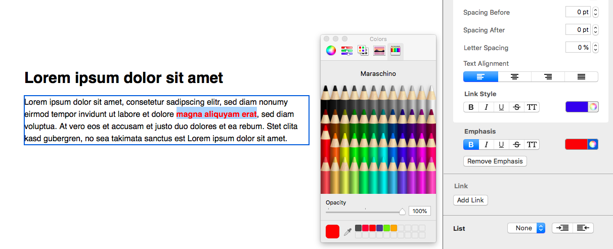 Apply Emphasis to a Text Section - Mail Designer – Create and send HTML ...