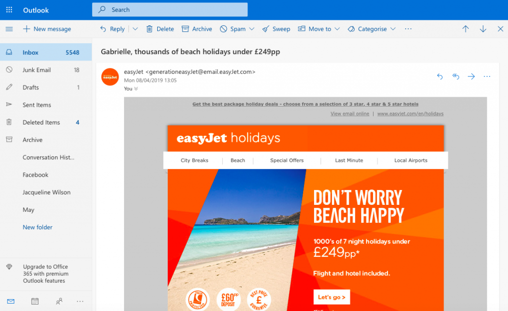 maildesigner365-EasyJet-Example