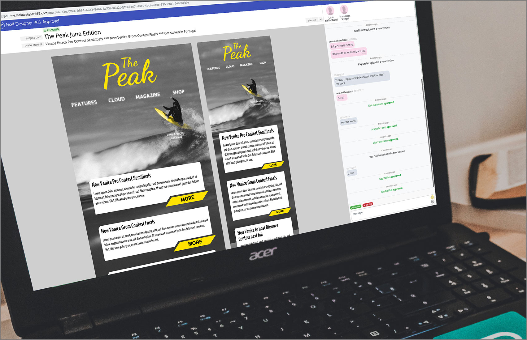 Mail Designer 365 workflow across Windows, Mac, iOS and Android