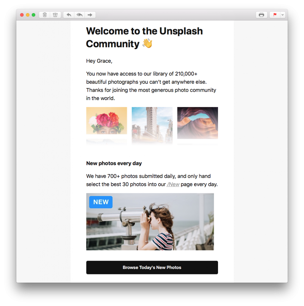 Welcome email example – transactional email template for new user onboarding