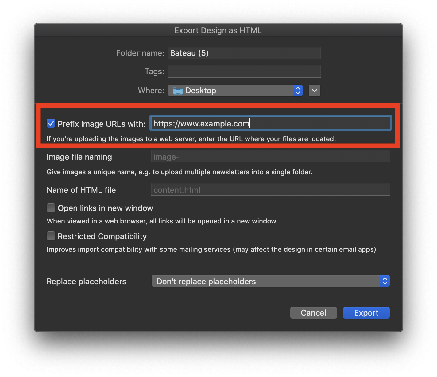 Hosting images for HTML email in Mail Designer 365