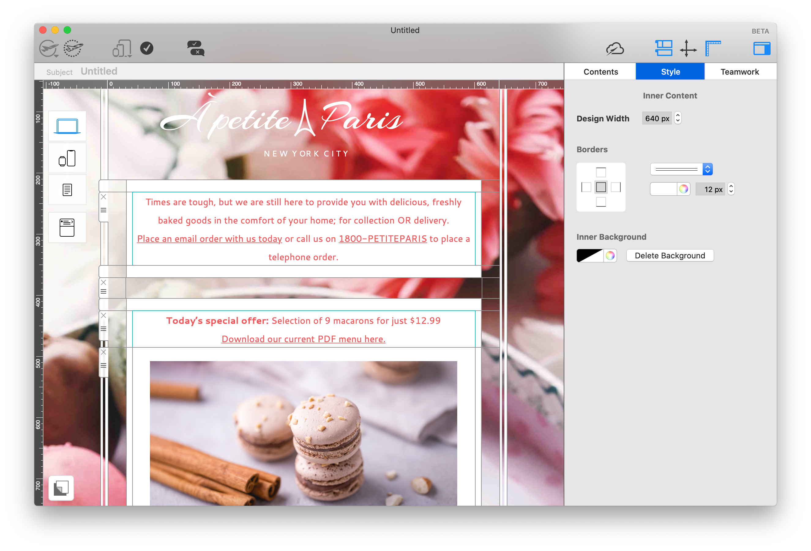 Bakery email template in Mail Designer 365
