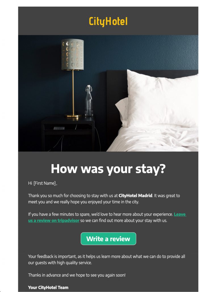 Review request template for customer feedback email