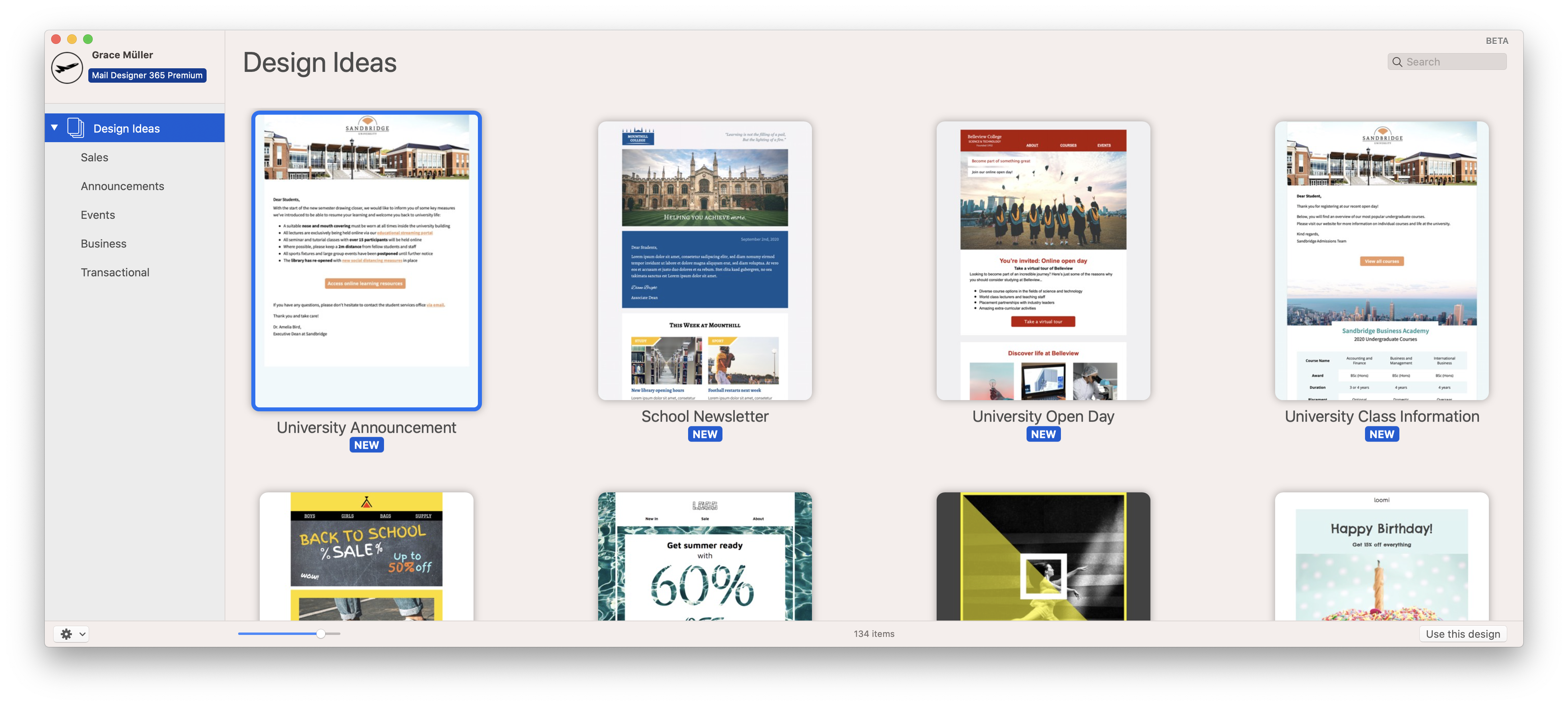 Educational email templates in Mail Designer 365