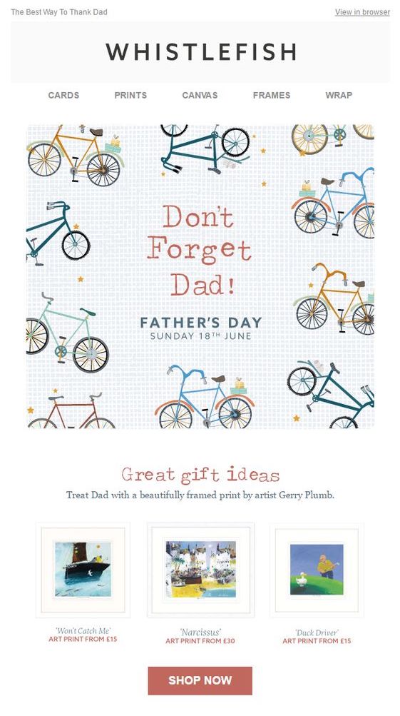 Father's Day email by Whistlefish