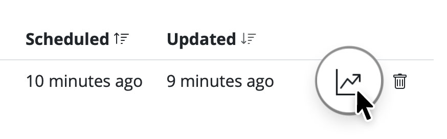 click the analytics icon to access performance reports for A/B testing results