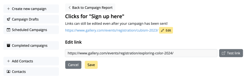Mail Designer 365 Link Rescue tool to edit email link after sending