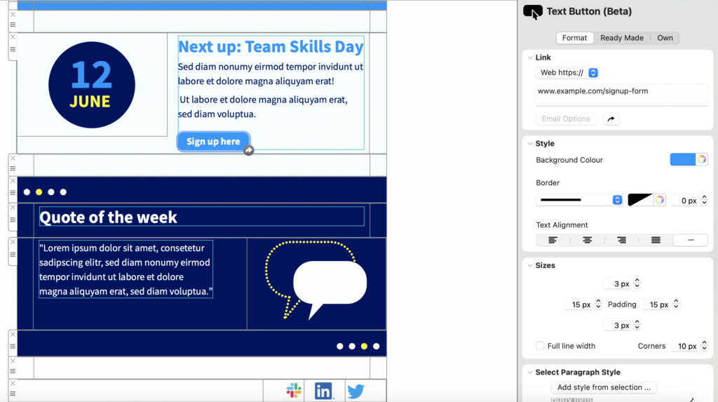 add stylised text buttons for easier interpretation by Apple AI Summarise