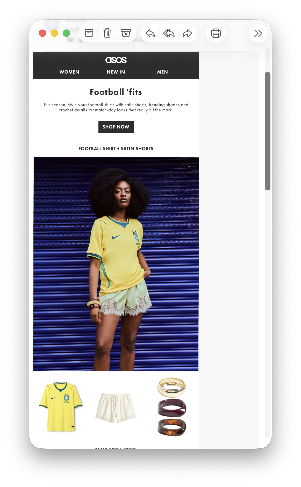 World Cup email campaign ideas shown in a football fashion product edit email