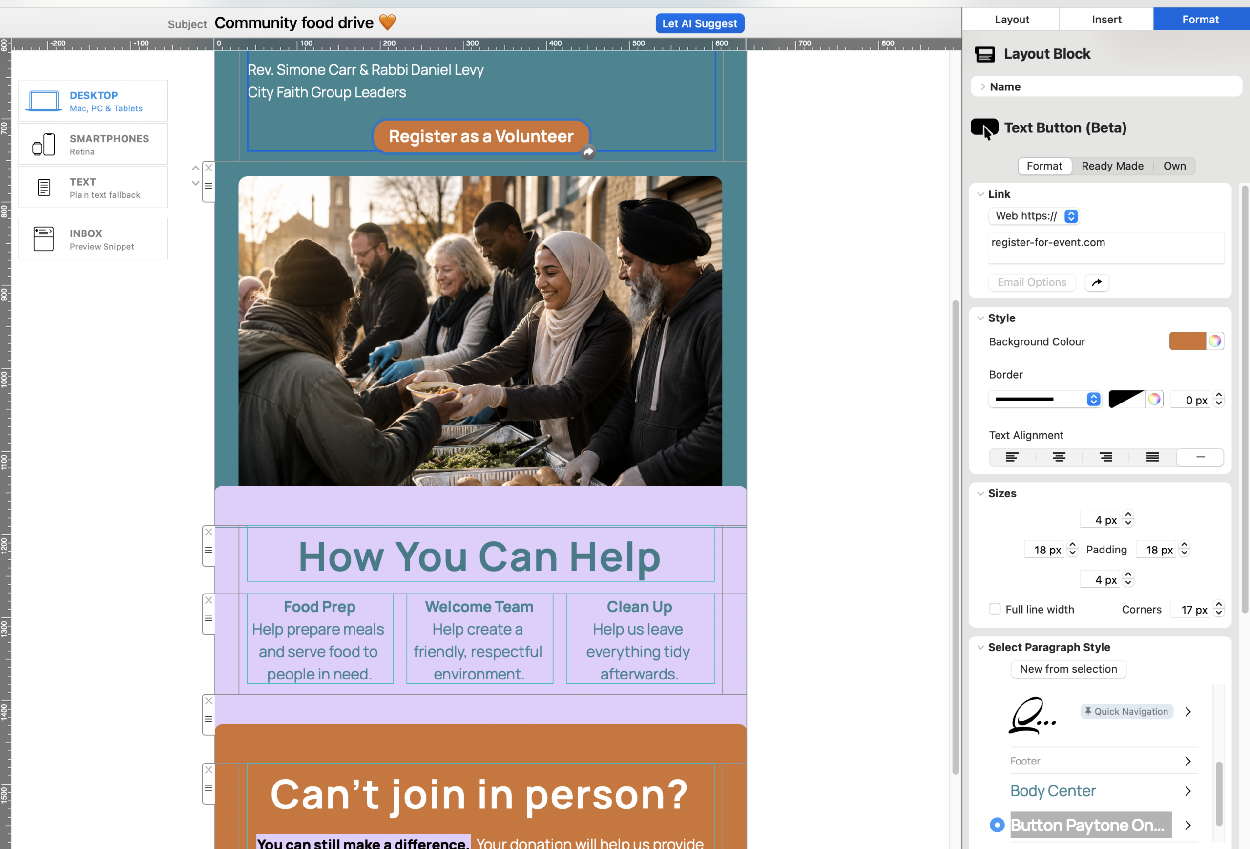 create vibrant email designs for churches, religious groups and more