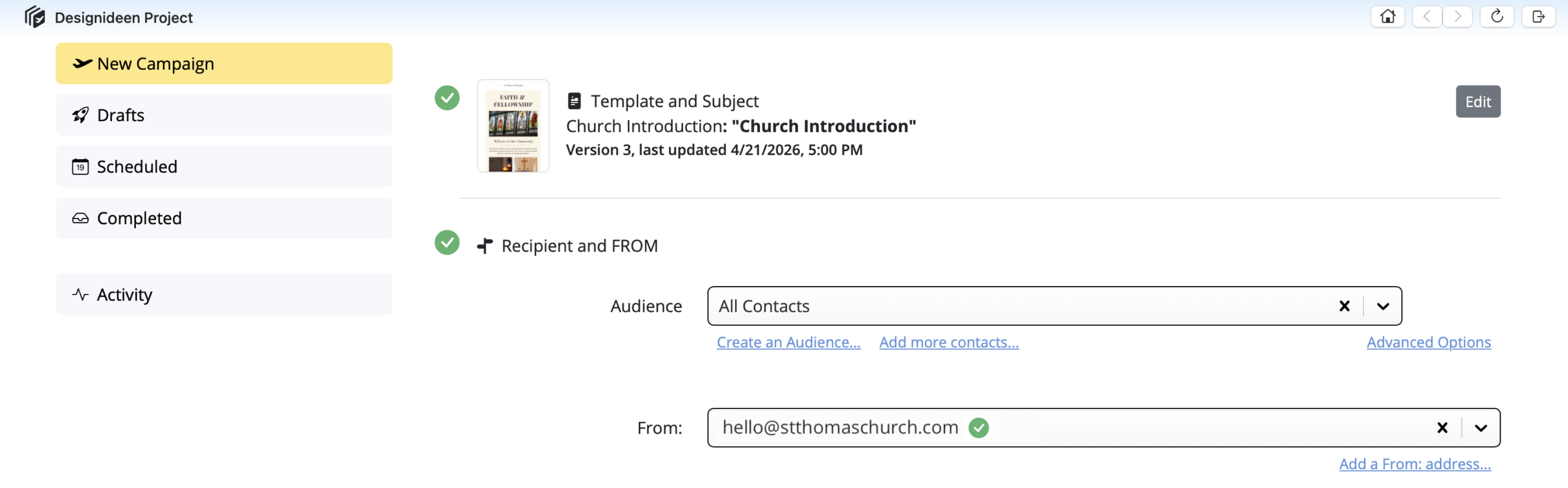 Send emails directly to your church congregation or religious group