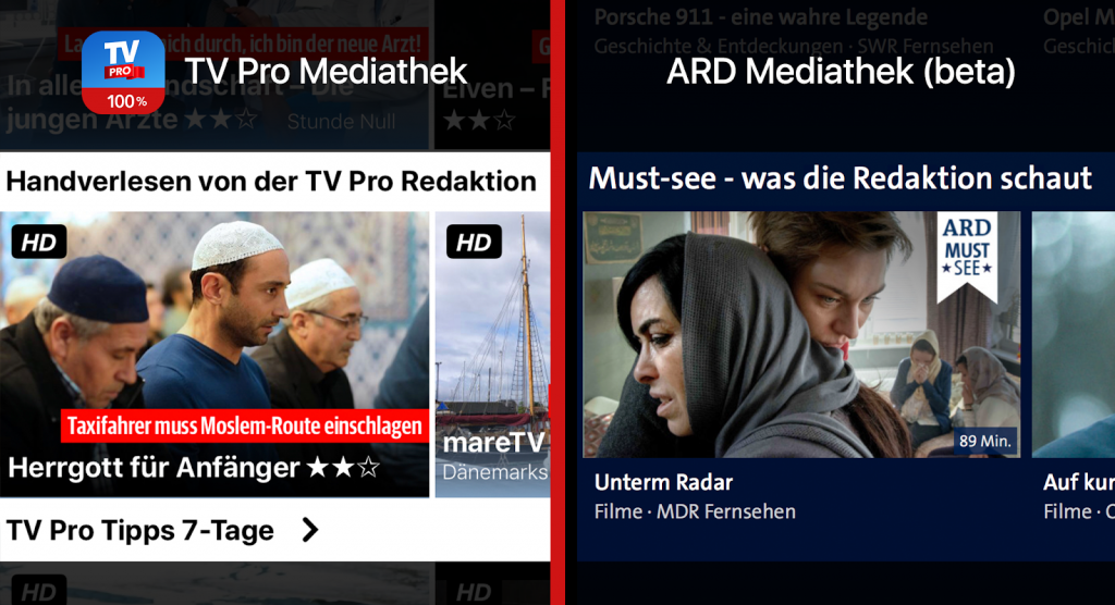 TV Pro Mediathek gegen ARD Mediathek Tipps