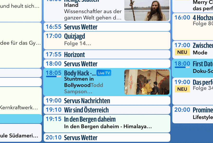 TV Pro Farben ändern: aktuell laufende Sendungen farbig im Überblick Pro markieren