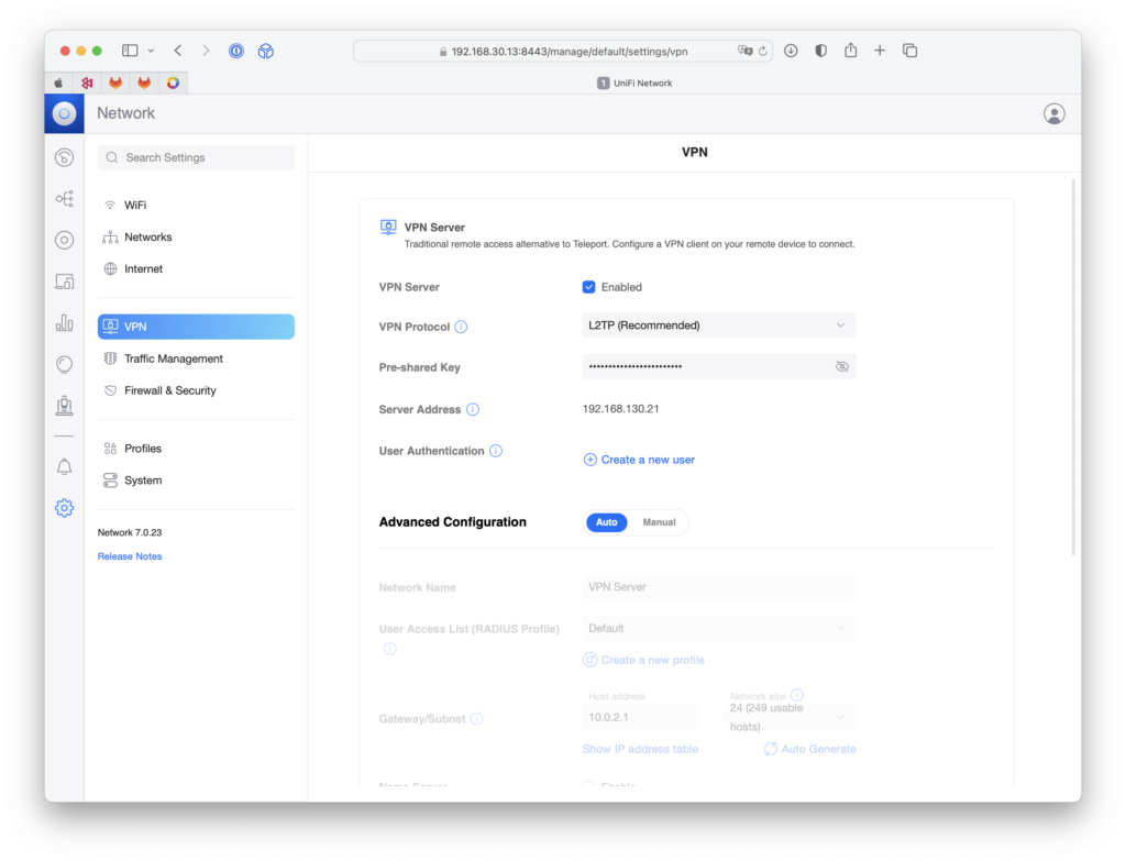 Aktivieren Sie den L2TP-VPN-Server