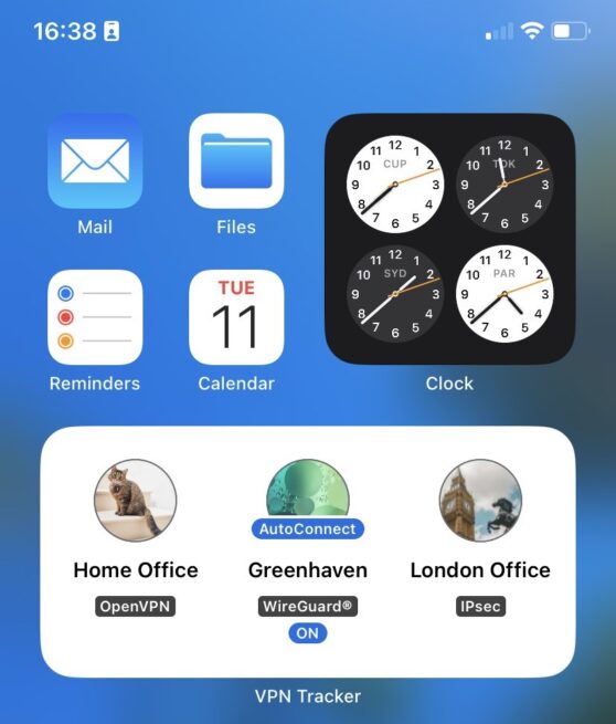 VPN on Demand iPhone – iOS VPN Widget mit mehreren Verbindungen für Home Office, Greenhaven und London Office