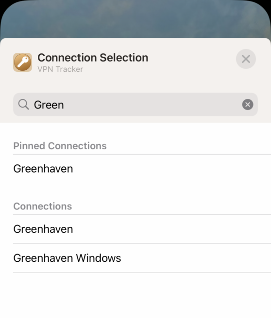 iPhone VPN Widget – Verbindung im VPN Tracker auswählen
