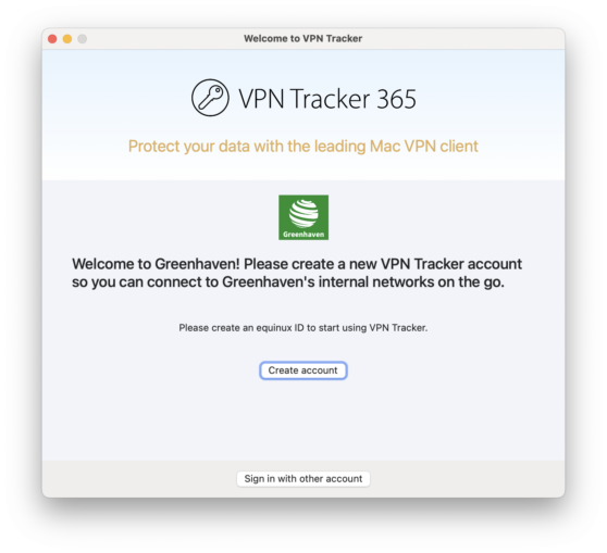 Personalized onboarding screen in VPN Tracker for enterprise VPN deployment