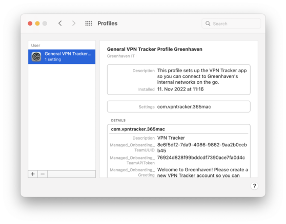 Example VPN Tracker Boarding Profile for enterprise VPN deployment