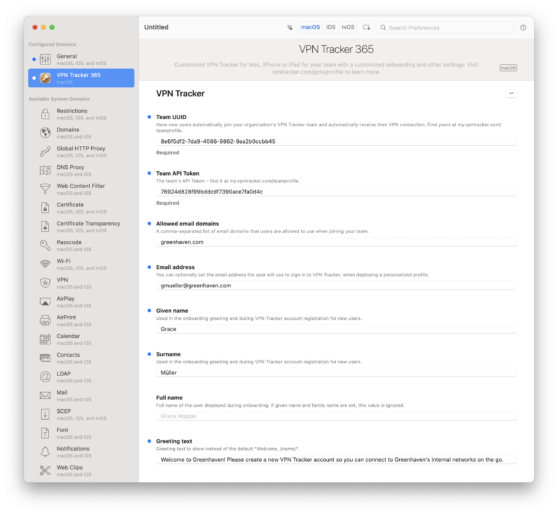 Use a profile editor like iMazing to create custom VPN configuration profiles for enterprise rollout