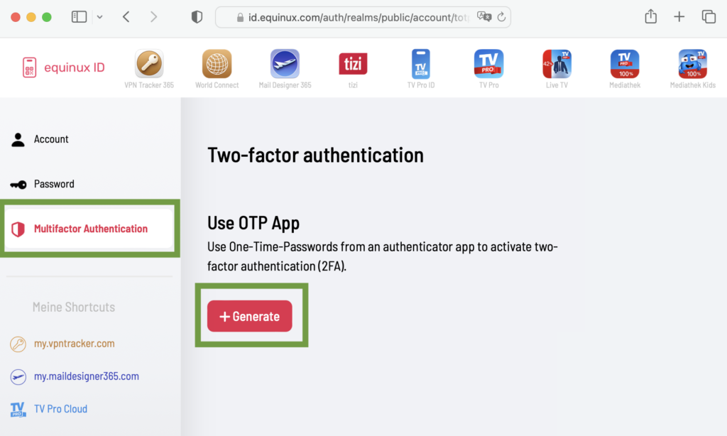 Multifactor authentication tab for VPN two factor authentication setup in VPN Tracker