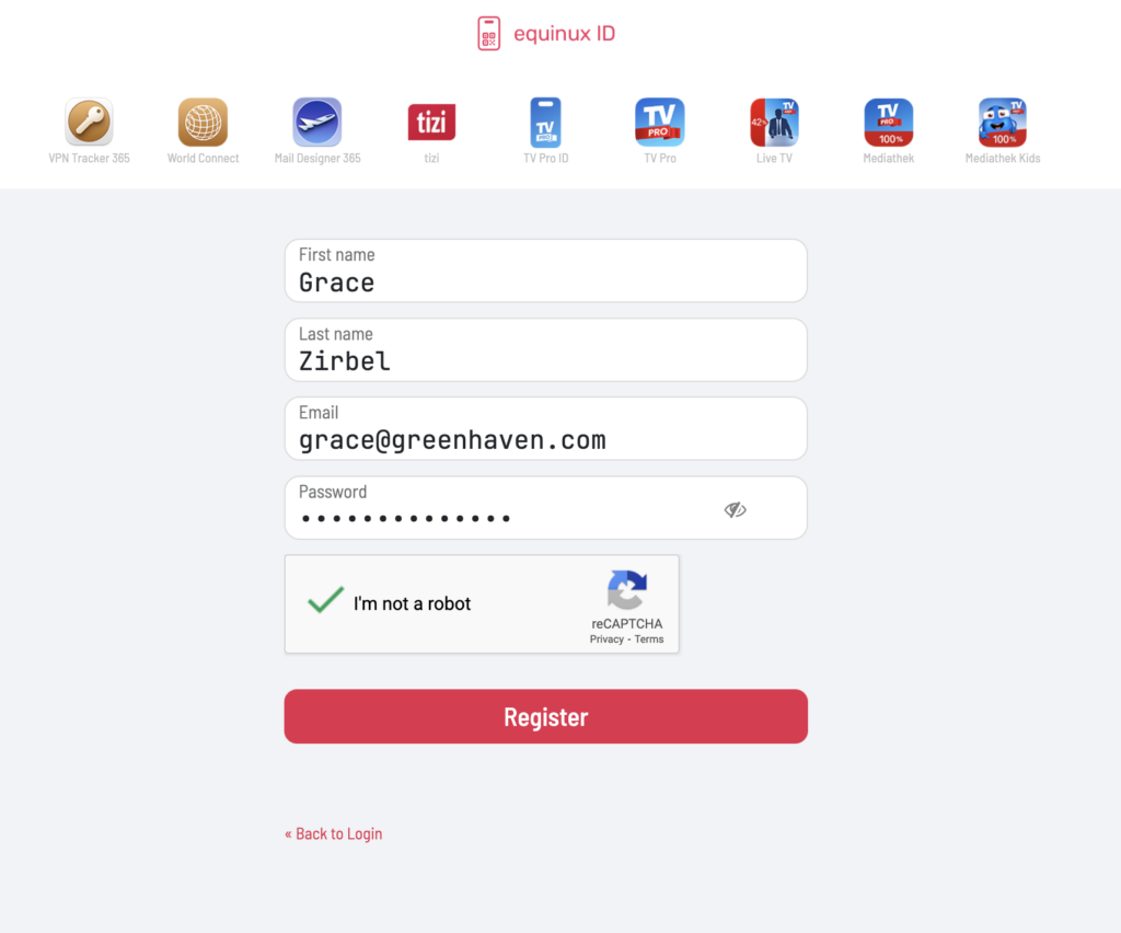 VPN Tracker Team Setup account creation screen