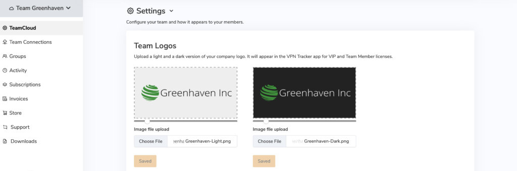 Upload a custom company logo during VPN Tracker Team Setup