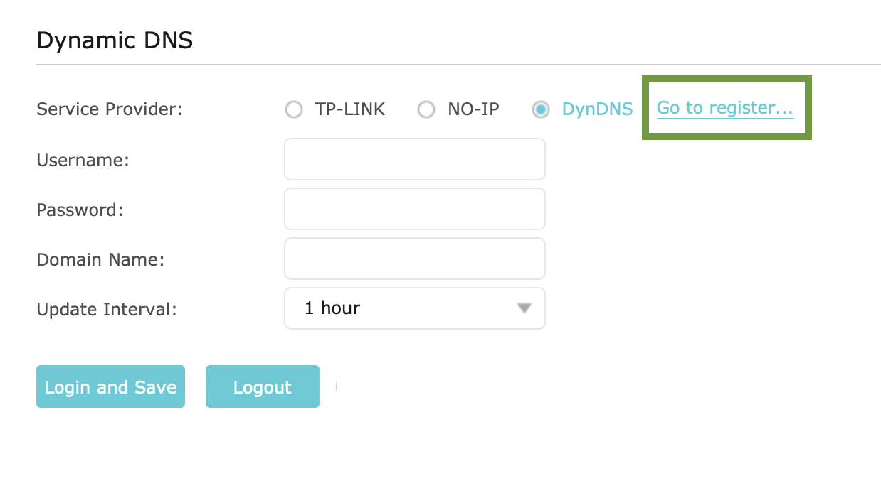 Register Dynamic DNS service for TP Link OpenVPN on Archer router