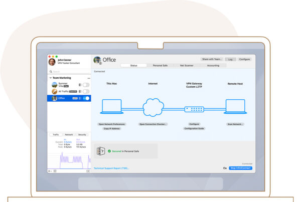 Screenshot of VPN Tracker 365 user interface