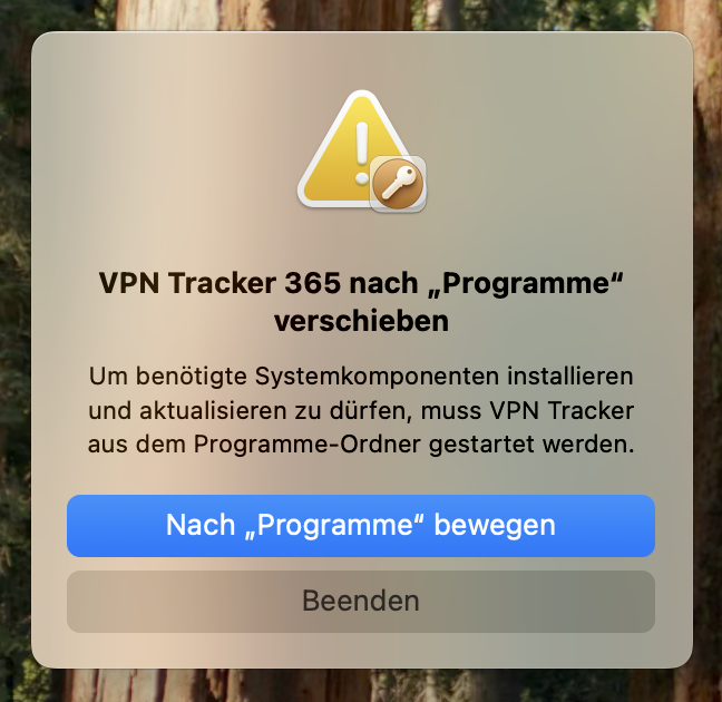 VPN Tracker App nach Programme verschieben