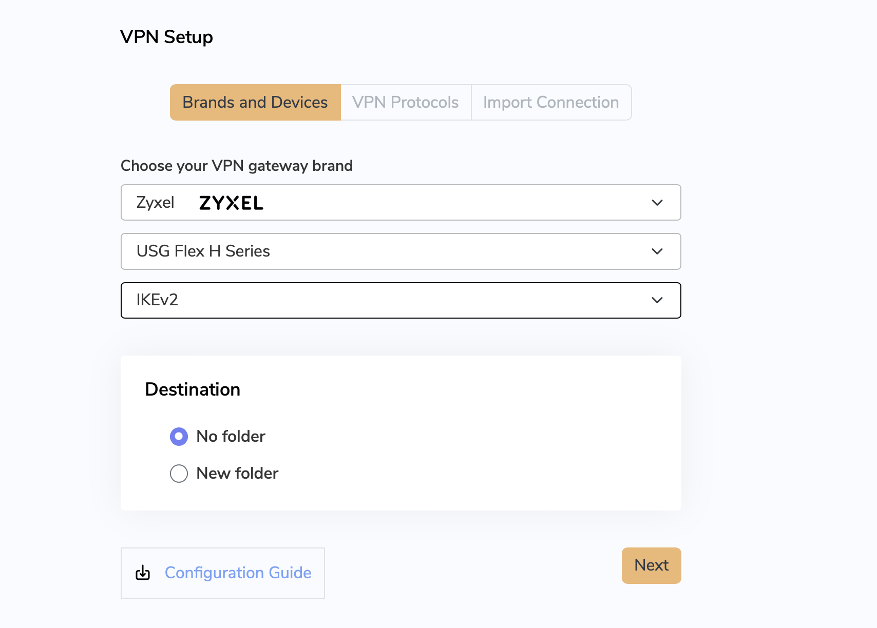 Create VPN connection in VPN Tracker