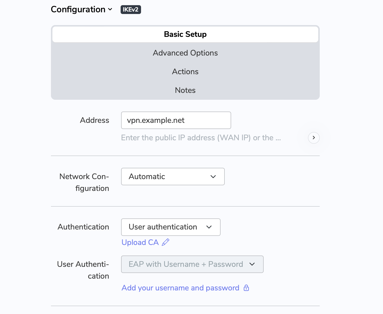 Create VPN connection in VPN Tracker