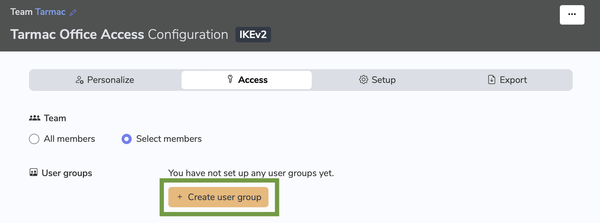 Set access controls for your VPN Tracker connections