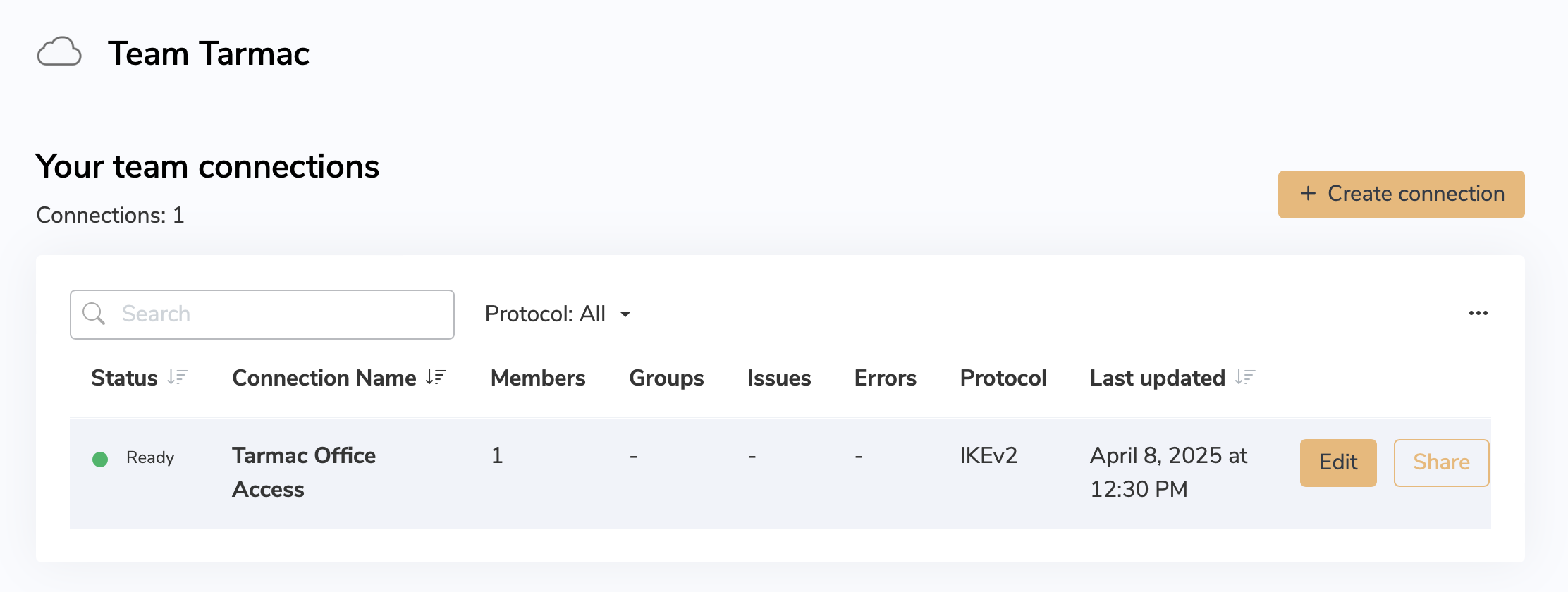 Edit a VPN connection in your VPN Tracker team