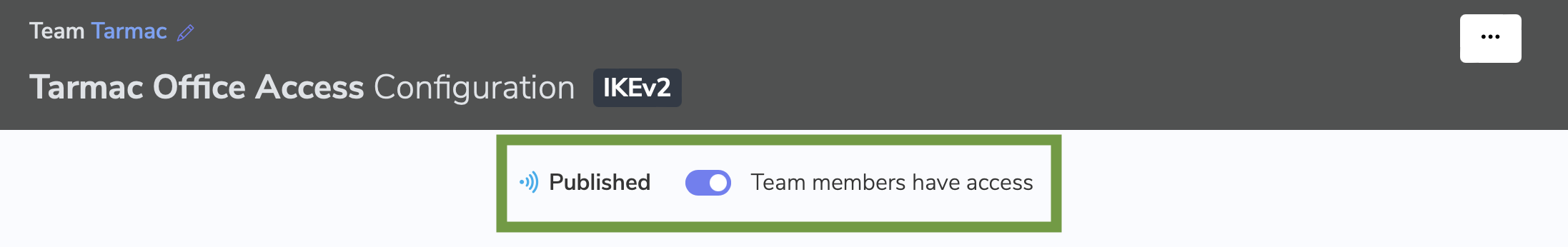 Publish a VPN connection in your team