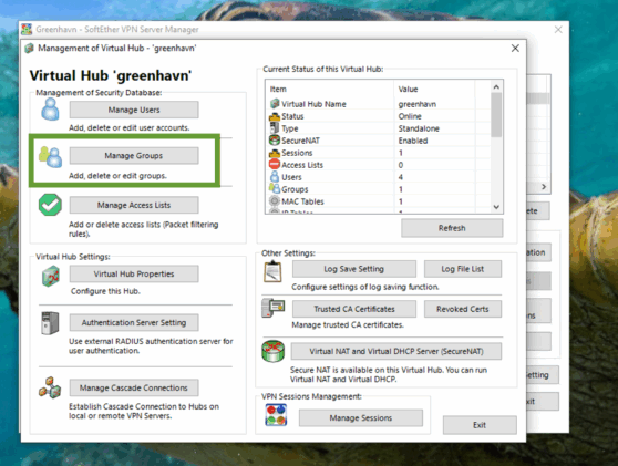 Create a new User Group in SoftEther VPN