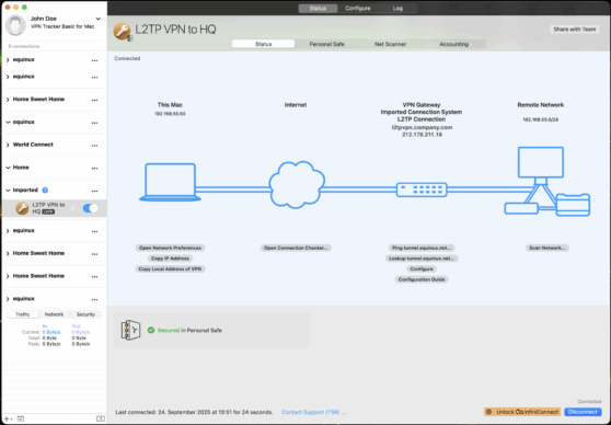 Start imported macOS Server VPN connection to fix macOS Server VPN not working