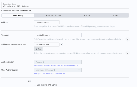 SoftEther L2TP VPN in VPN Tracker für Mac konfigurieren