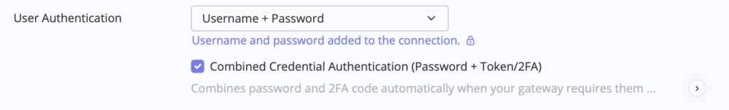 Fortinet VPN 2FA: Kombinierte Anmeldedaten in VPN Tracker aktivieren