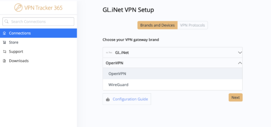 GL.inet VPN setup in VPN Tracker